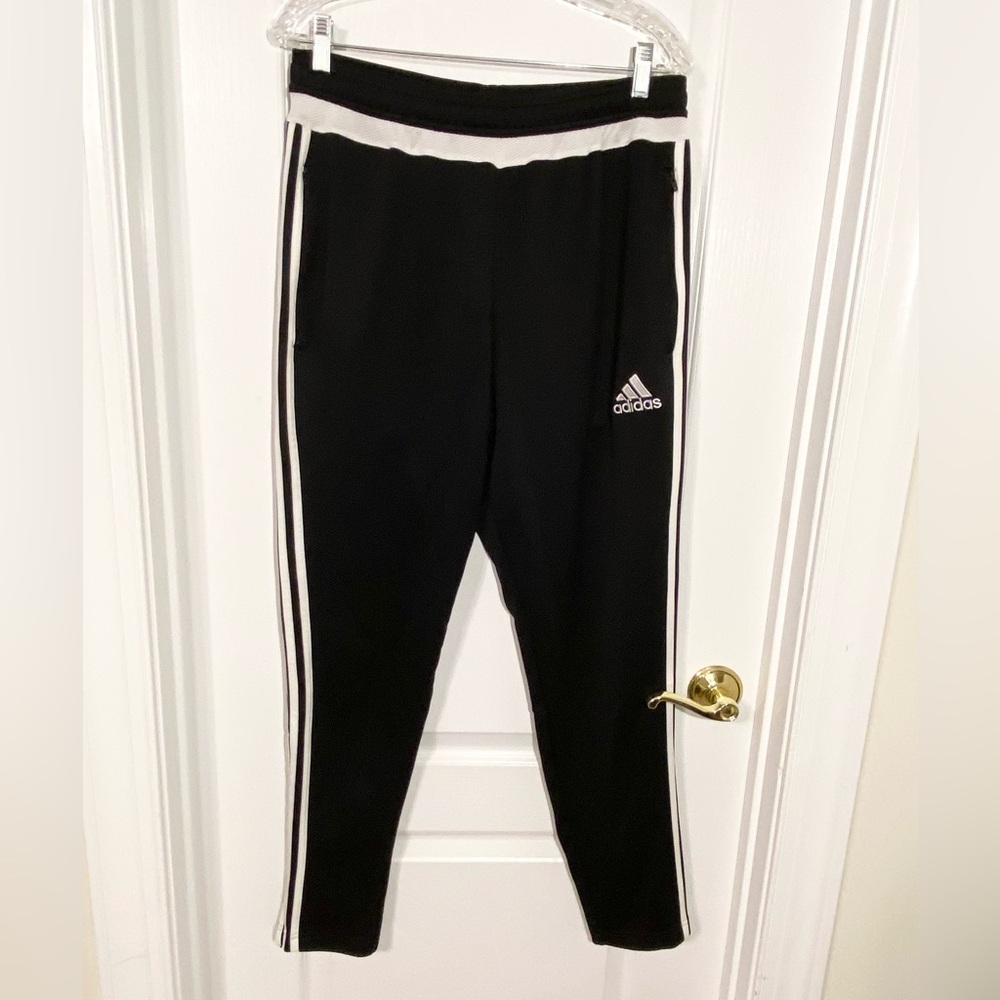 Adidas ClimaCool 3 Stripe Joggers Ankle Zip Black White Men’s Large